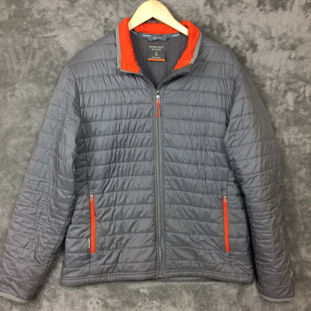 Icebreaker MerinoLoft Jacket Mens Large Merino Wool Grey Outdoors Hiking READ